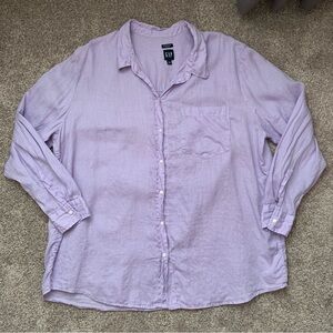 GAP Boyfriend Shirt Women’s Long Sleeve Button Up Top 100% Linen Blouse Size XXL